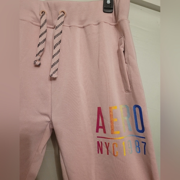 AEROPOSTALE NYC 87 Fleece Pastel Pink Sweatpants Joggers Size L - Picture 5 of 9